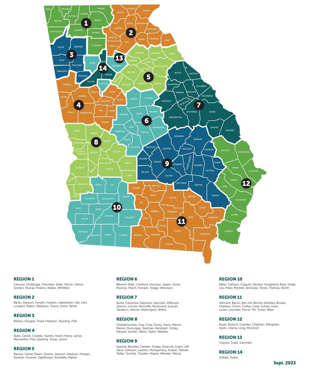 Regional Map | Georgia Department of Human Services Division of Family